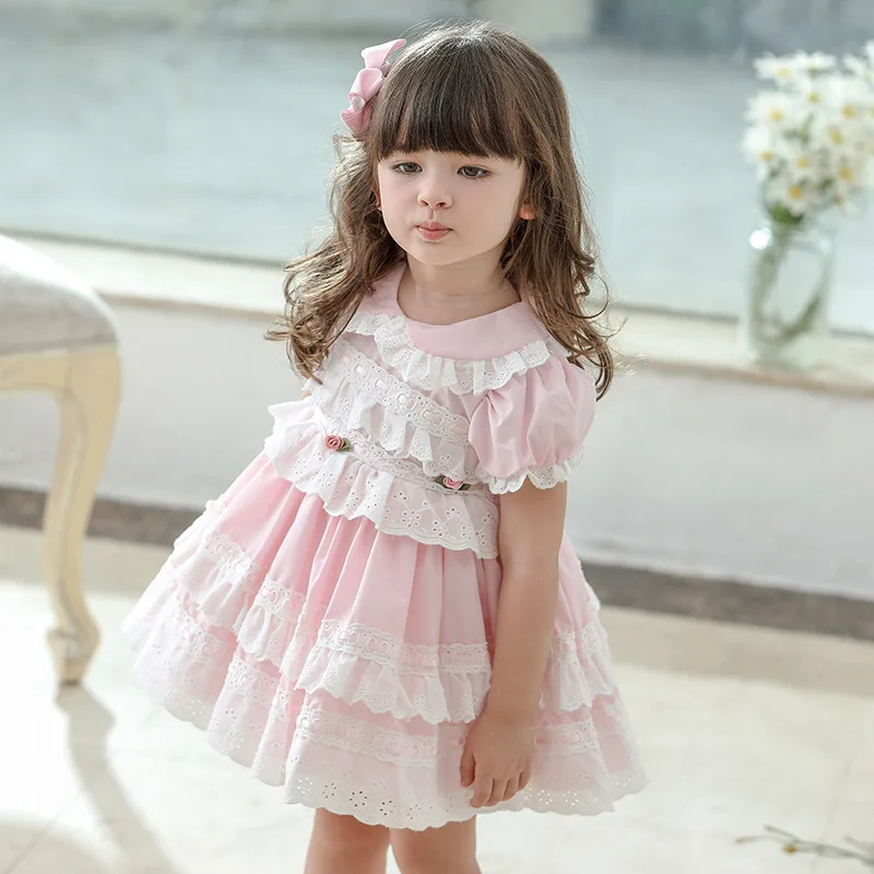 Children Girls Spanish Dress Girl Short Sleeve Dresses 1-6 Years