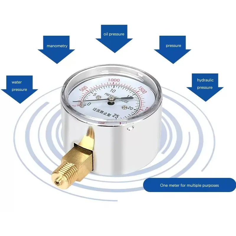 YE-60 Overpressure Prevention Micro Pressure Gauge -25-0kpa 0-40kpa Hydraulic Pressure Kilopascal Meter Capsule Pressure Gauge