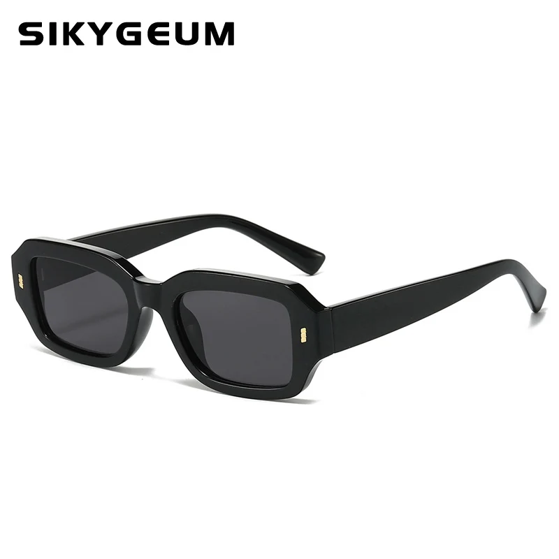 SIKYGEUM Brand Designer Square Sunglasses Women Men Shades Sun Glasses Female Fashion Rectangle Rivet Oculos De Sol