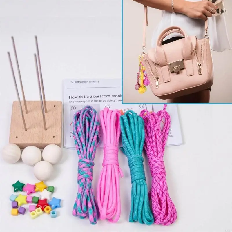 Monkey Fist Paracord Set fai -da -te con strumento a maglia Pendente a palla decorativa per donna per donna Kxre