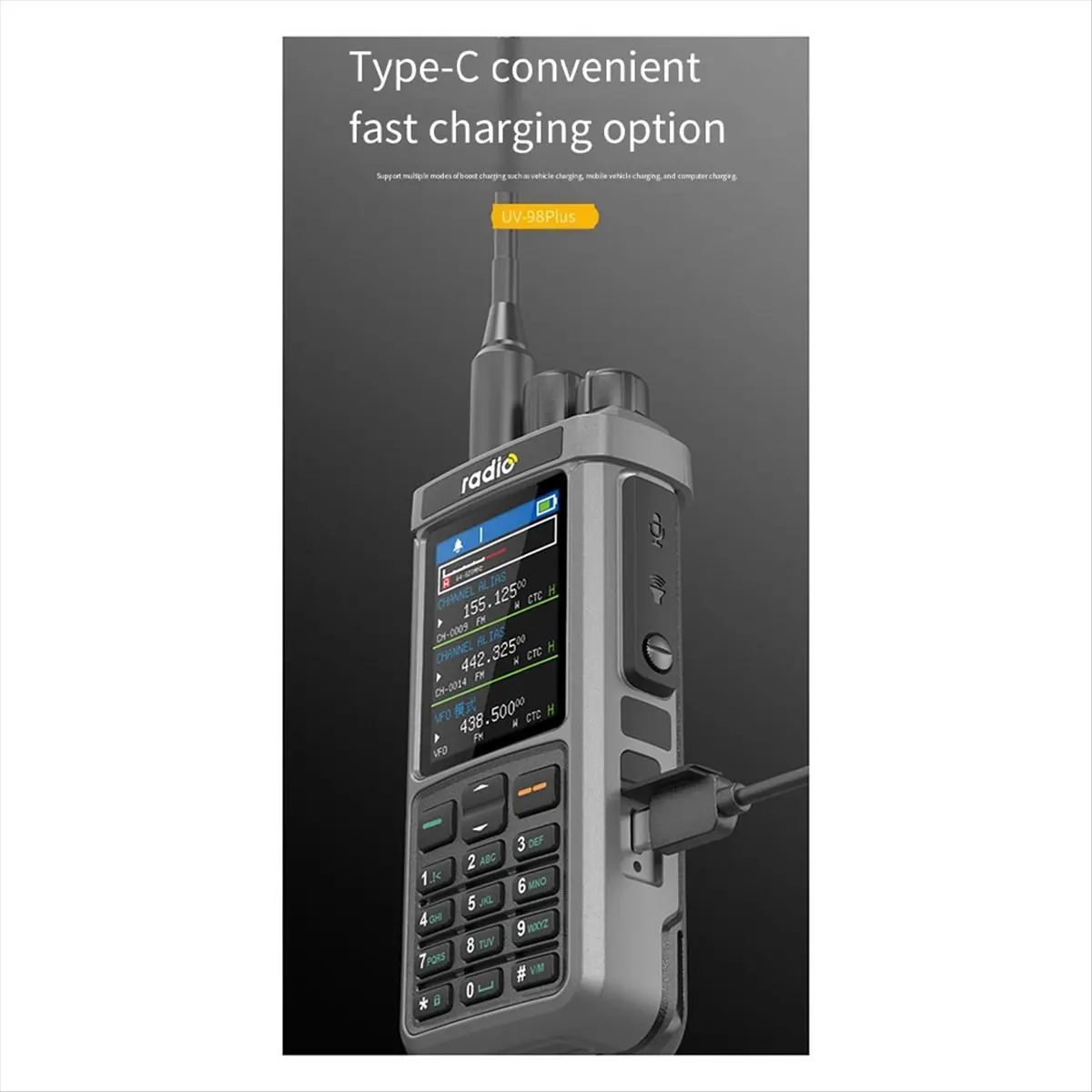 SWXF UV-98 PLUS エアバンドトランシーバー バンドリピーター 2.4インチスクリーン USB LSB CW CB SW MW LW SSB HF マルチバンドハムラジオ（EU）
