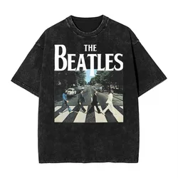 Washed T Shirt The Beatle Hip Hop Vintage T-Shirt Oversize Streetwear Short Sleeve Printed Tops Tees Men Women