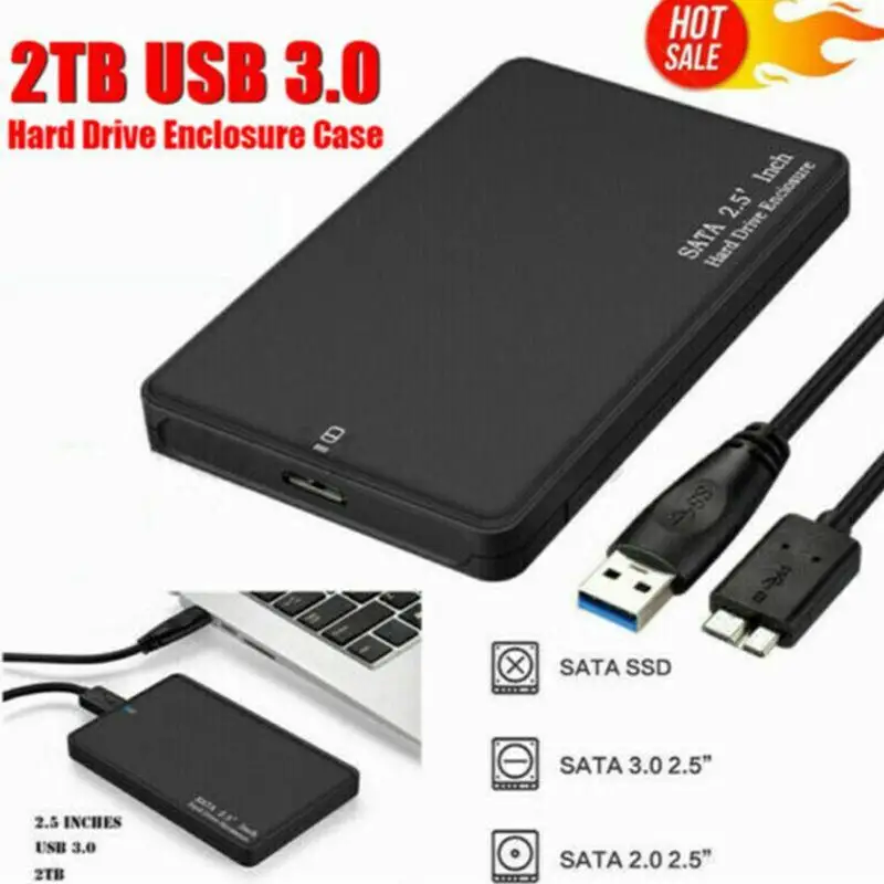 2.5 Inch USB 3.0 SATA HDD Enclosure Enclosure Mobile Hard Drive Cases Notebook Mobile Desktop Can Use Hard Disk Box 2TB Storage