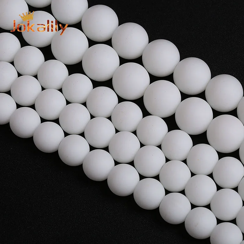 

Dull Polish White Agates Beads Natural Stone Round Loose Spacer Beads For Jewelry Making DIY Bracelets Necklace 4 6 8 10 12 14mm