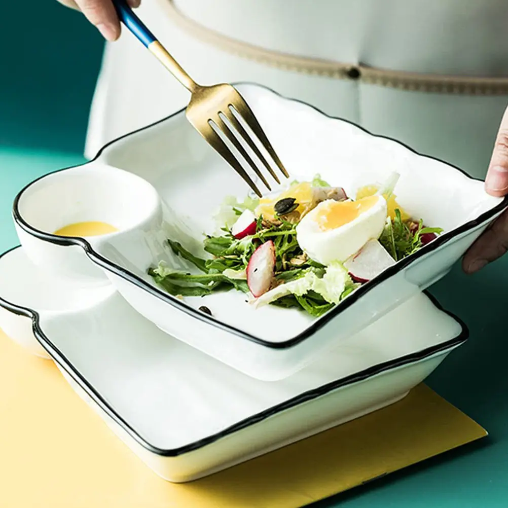 Juego de 2 Platos de Cerámica Premium para Sushi, Elegante Plato Moderno para Servir Sushi, Dumplings, Postres, Salsas, Bocadillos, Comida Estilo Japonés