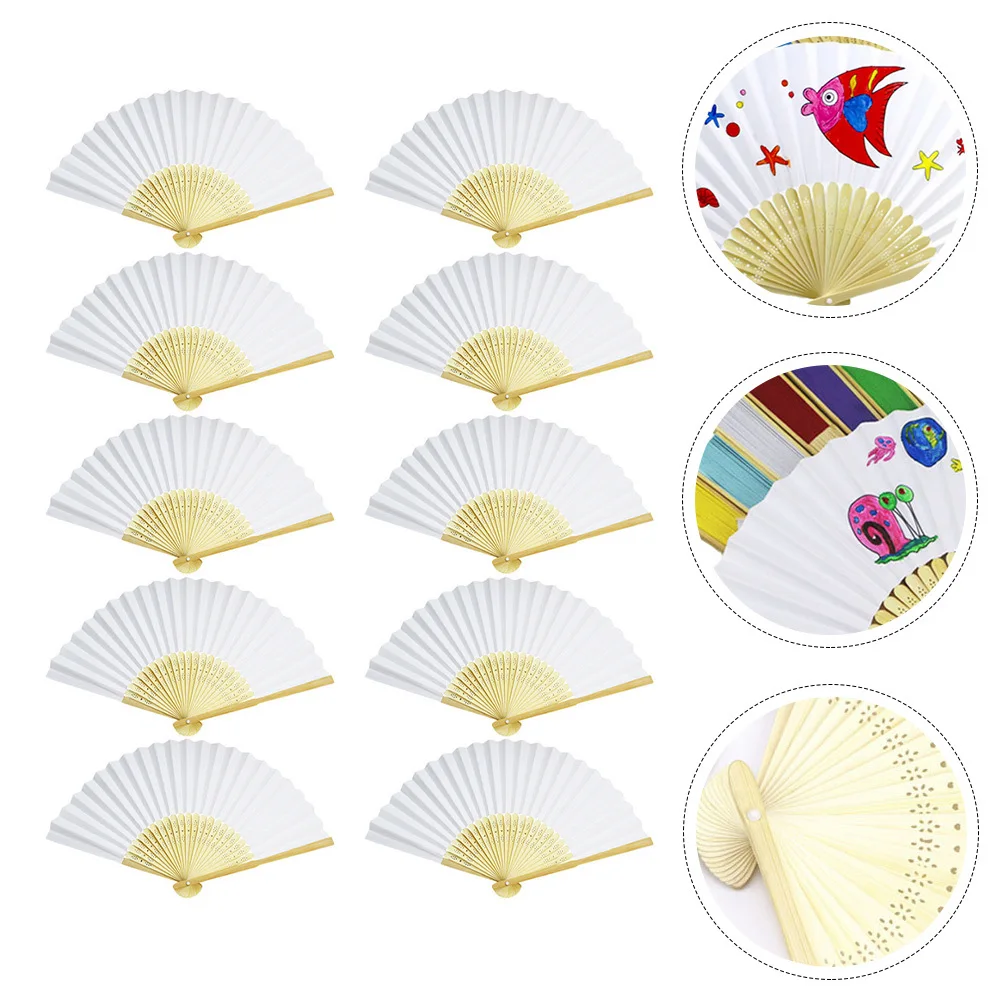 Éventail à main pliant pour peinture à la main, 10 pièces, pour enfants, activité de dessin faite à la main, encourage la Coordination du reconnaissance des formes et des couleurs
