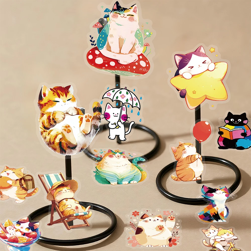 

10/30/56pcs Transparent Cute Cartoon Colorful Cat Stickers Kawaii Graffiti Decals for Kids Toy DIY Laptop Phone Luggage Sticker