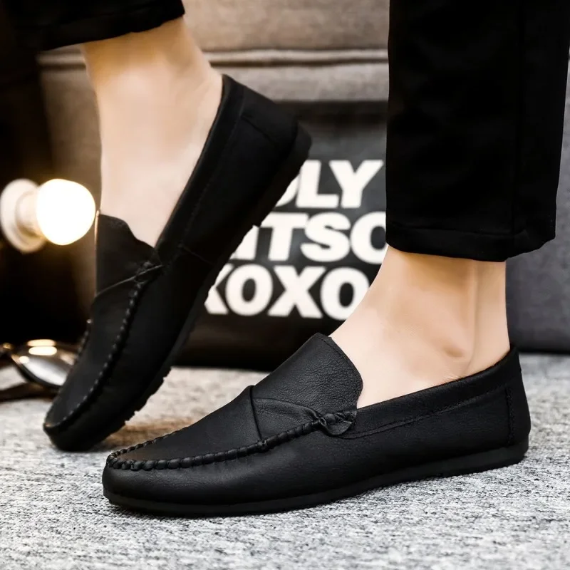 Male Casual Shoe Slip-on Fashion 2024 New In Men's Leather Shoes Common Classic Original High Quality Adults Designer Elegant Pu