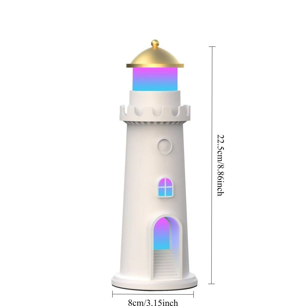 7 RGB Color Changing Moon Projection Night Lights Lighthouse Ambient Lights Dimmable for Desktop Decor Light Christmas Gift