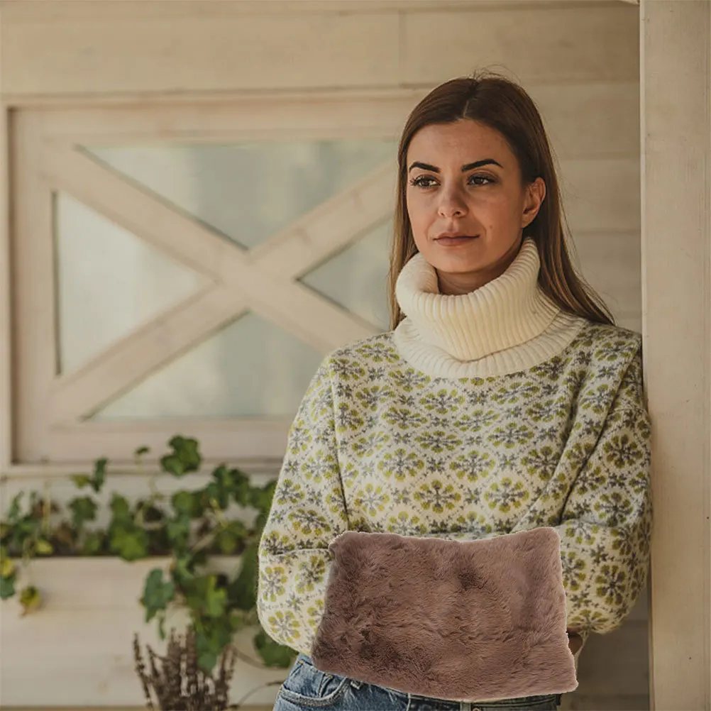 

2Pcs Winter Hand Muff Faux Soft Warm Hand Warmer Portable Outdoor Muff Light Brown Thick Design Faux Arm Warmers