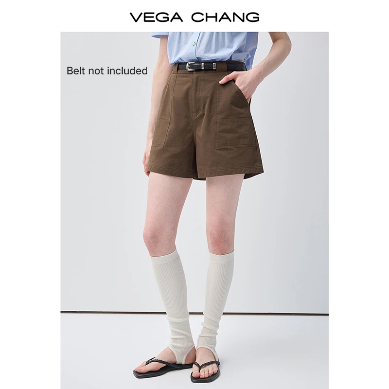 

Женские шорты Vega Chang из чистого хлопка, летние, 2026, в стиле ретро, универсальные, А-образного кроя, повседневные брюки [без ремня]