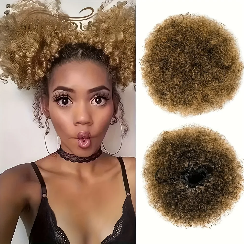 

Afro Wig Updo Clips Hair Buns Synthetic chignon kinky Curly Drawstring Puff Donut Elastic Wrap Hairpieces hair wigs for women