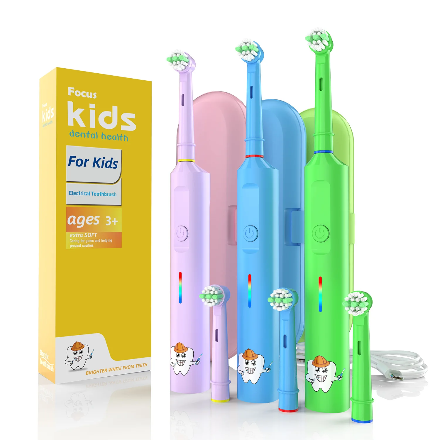 360 Rotating Children's Electric Toothbrush 3-6-12 Years Old Rechargeable Student Model