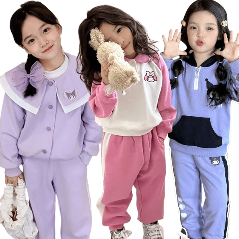 

Детские спортивные костюмы Sanrios My Melody Kuromi, одежда для детского сада, милая школьная Униформа с длинным рукавом
