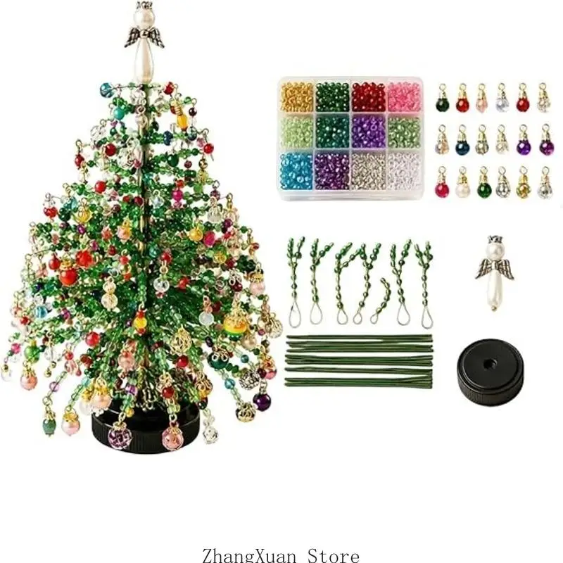 Perlen-Weihnachtsbaum-Bastelset, handgefertigte bunte Kristallperlen-Ornamente, 3 x – Detail 5