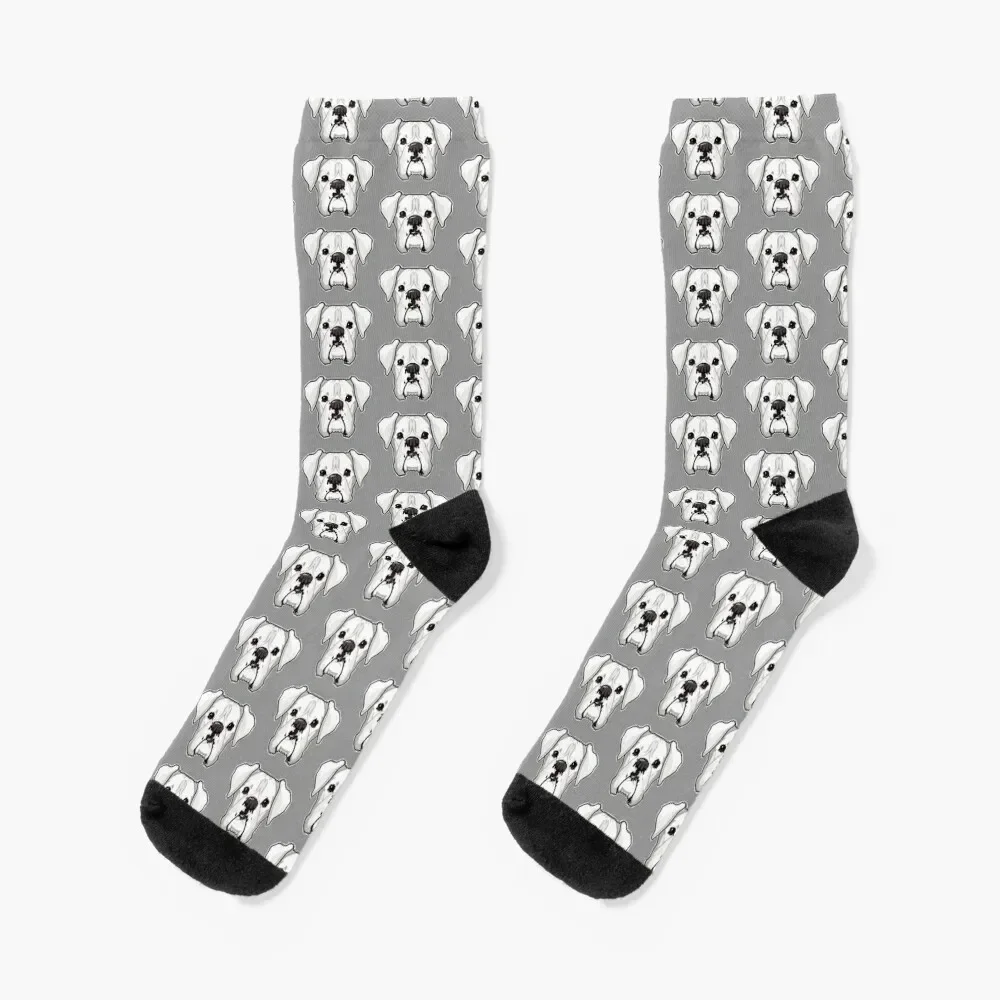 

White Boxer Socks gym floral christmass gift Socks Male Women's