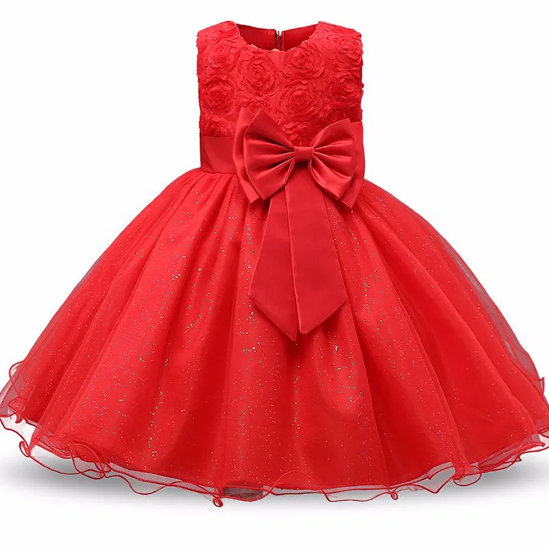 New Sexy Fashion Flower Christening Lace Dress For Kids 5 to 16 Years Summer Party Dress Girls Children Bow Waistband Tutu Dress