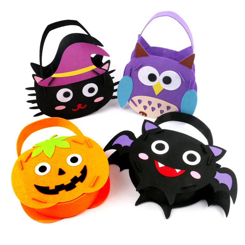 Desenhos animados diy halloween doces saco artesanato brinquedos para crianças jardim de infância arte e artesanato abóbora saco de açúcar eeducation brinquedo presente