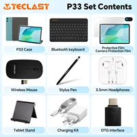 TECLAST P33 Case Tablet 10.1 inch HD IPS 1280x800 16:10 Android 15 Allwinner A333 5-Core 3GB RAM + 6GB Virtual 64GB WiFi 6 Bluetooth 5.4 6000mAh Dual Speakers USB-C TF 1TB Widevine L1 Global Version 2
