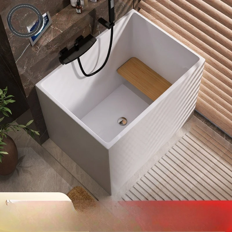 

Square Deep-foamed Acrylic Bathtub Small Apartment Household Adult Independent Japanese Seamless