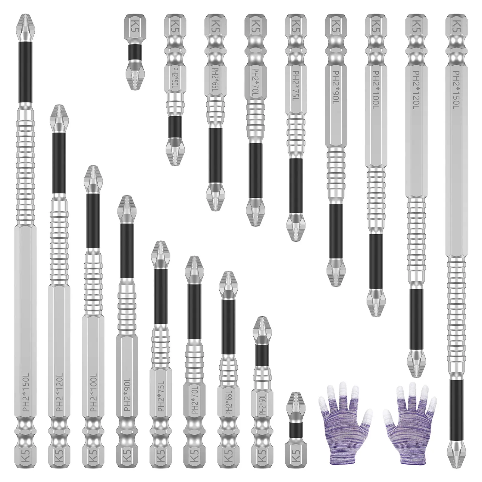 

18Pcs K5 Magnetic Screwdriver Drill Bit Set Multi Size Carbon Steel 1/4 Inch Hex Shank Nonslip Impact Driver Bit Kit