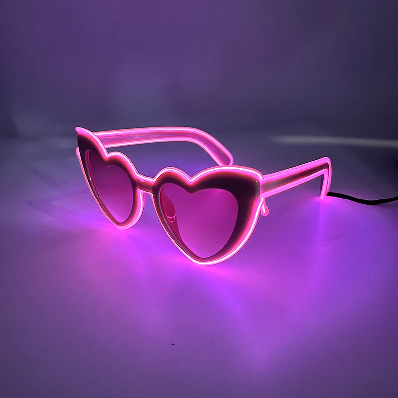 LED leuchtende herzförmige Sonnenbrille für Frauen, Katzenaugen-Stil, Retro-Brille, Junggesellenabschied, Kostüm, Brillen, Brautparty, Deko – Detail 13