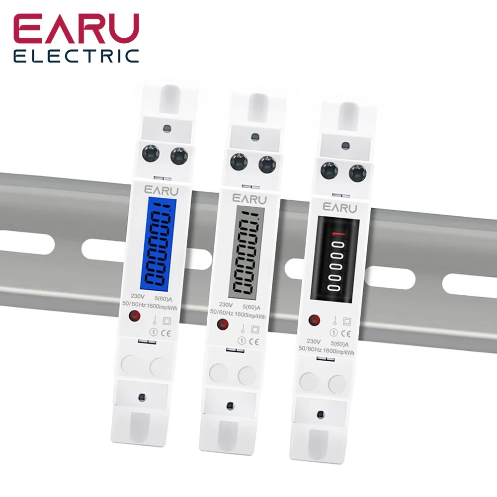 Imagem -03 - Digital Power Consumption Wattmeter Analógico Energy Meter Lcd Electric Din Rail Monofásico 1p Backlight Kwh ac 230v 50hz 18 mm