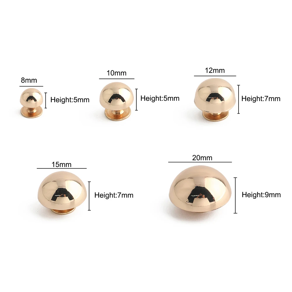30/100/200PCS 8-20mm Mushroom Dome Bolt Metal Round Button Rivets For Handbag Clothing Decoration Screw Back Studs Accessories