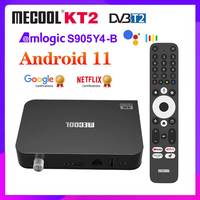 Google Netflix Certified Mecool KT2 DVB-T2/T Android 11 TV Box Amlogic S905Y4-B Support 2T2R Wifi 4K Android 11.0 Set Top Box