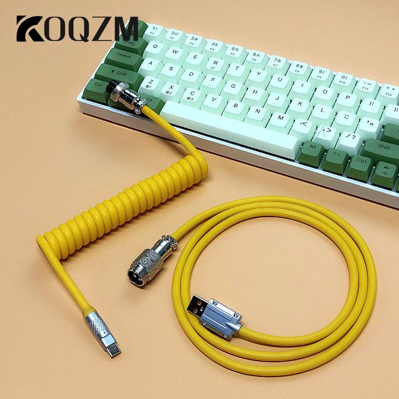 

1.8M Type C Mechanical Keyboard Coiled Cable USB Keyboard Wire Mechanical Keyboard Aviator Desktop Computer Aviation Connector