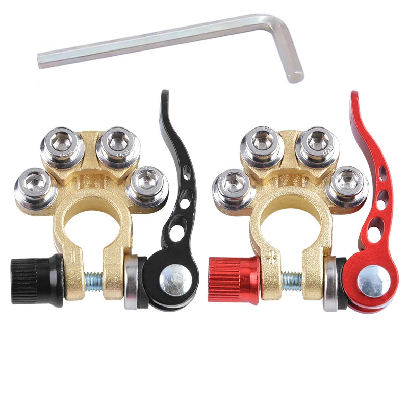 

2PCS/A Pair Car Battery Terminal Clamp Brass Battery Connector Clip Automobile Battery Pile Heads Main Cable Post Terminal
