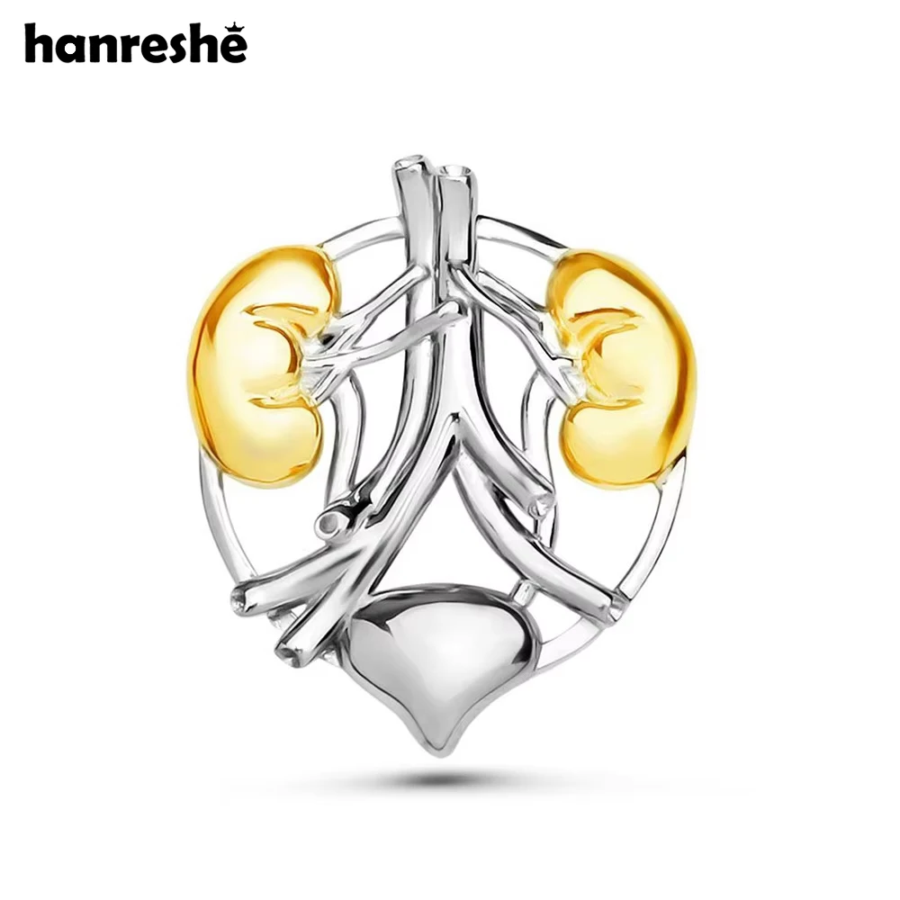 Hanreshe urologia bexiga renal broche pinos banhado a prata órgão de próstata jóias médicas lapela crachá presente para médico enfermeira