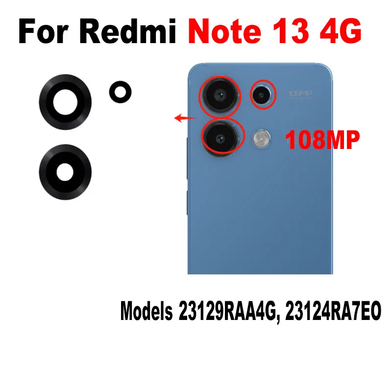 For Xiaomi Redmi Note 13 Pro + Plus Back Camera Lens Rear Glass With Adhesive Sticker 5G Replacement