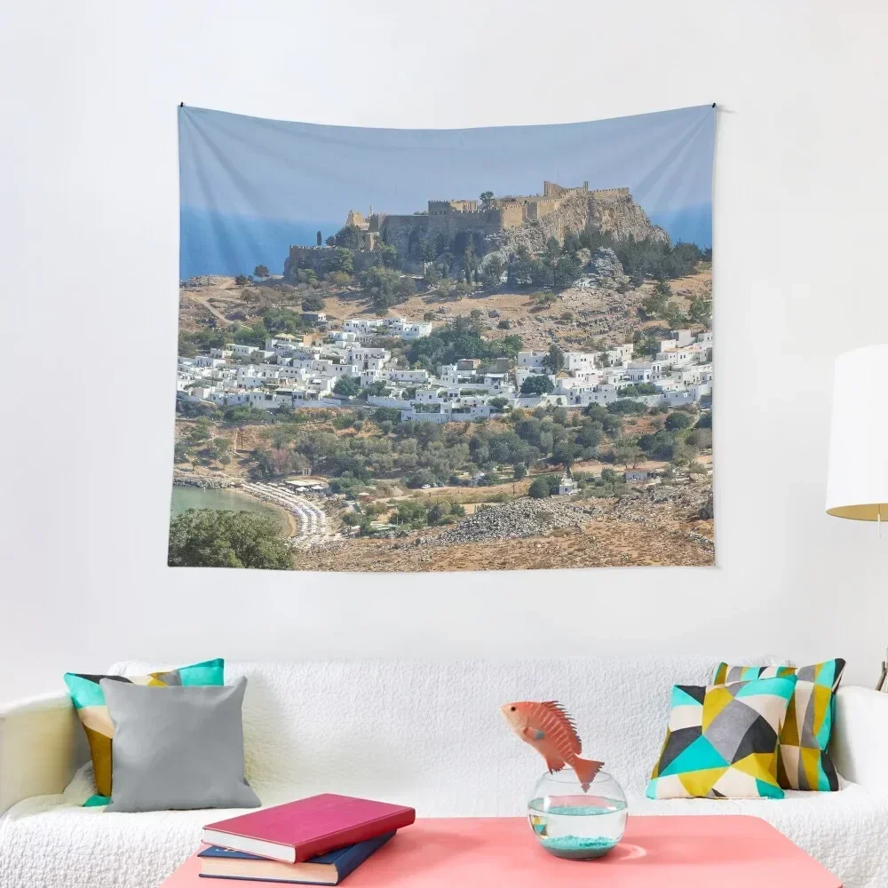 

Lindos Acropolis Tapestry Room Decor Korean Style Custom Tapestry