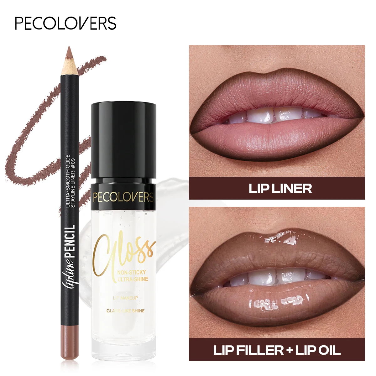 2pcs/set Lipliner + Moisturizing Lip Glaze, Long-lasting Without Smudging, Nude Color Scheme, Matte & Glossy Finish