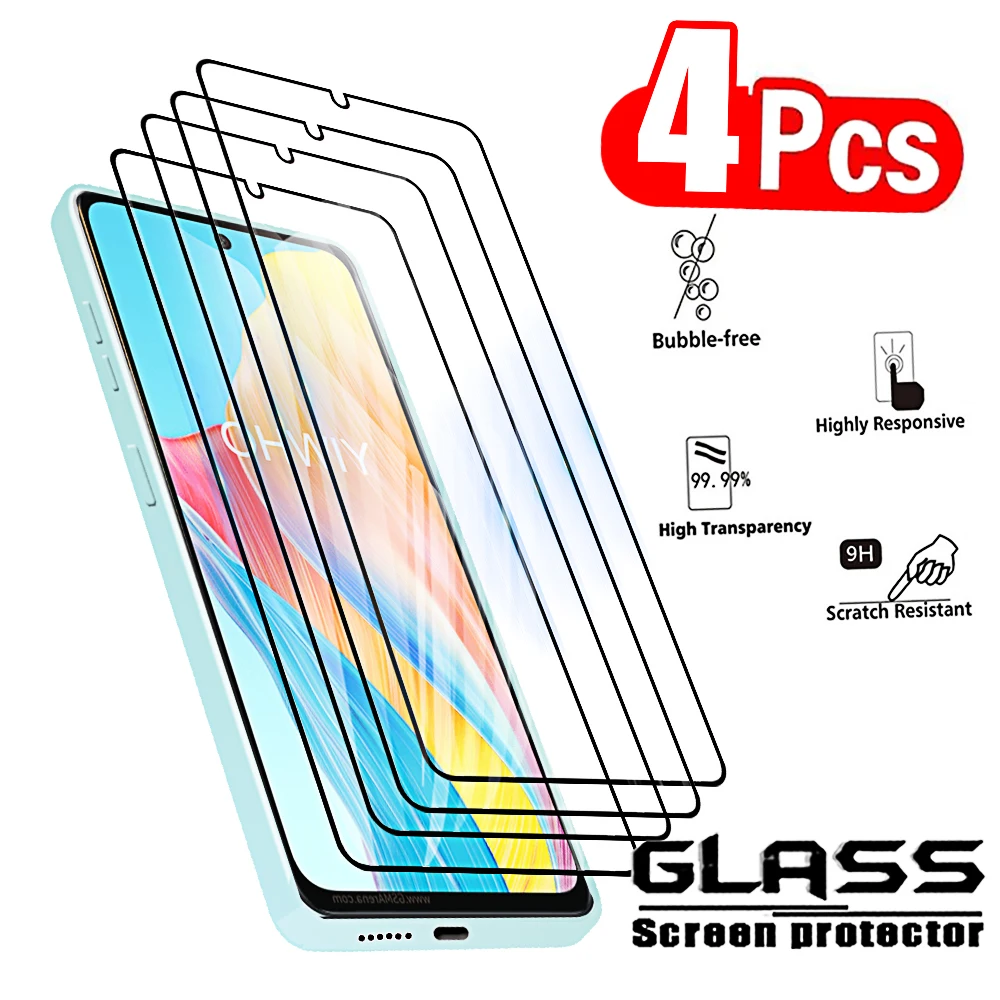 4Pcs Tempered Glass For Oppo A79 A59 A38 A58 A78 4G A98 5G A53s A73 A93 A17 Screen Protectors Protective Glass Cover Film