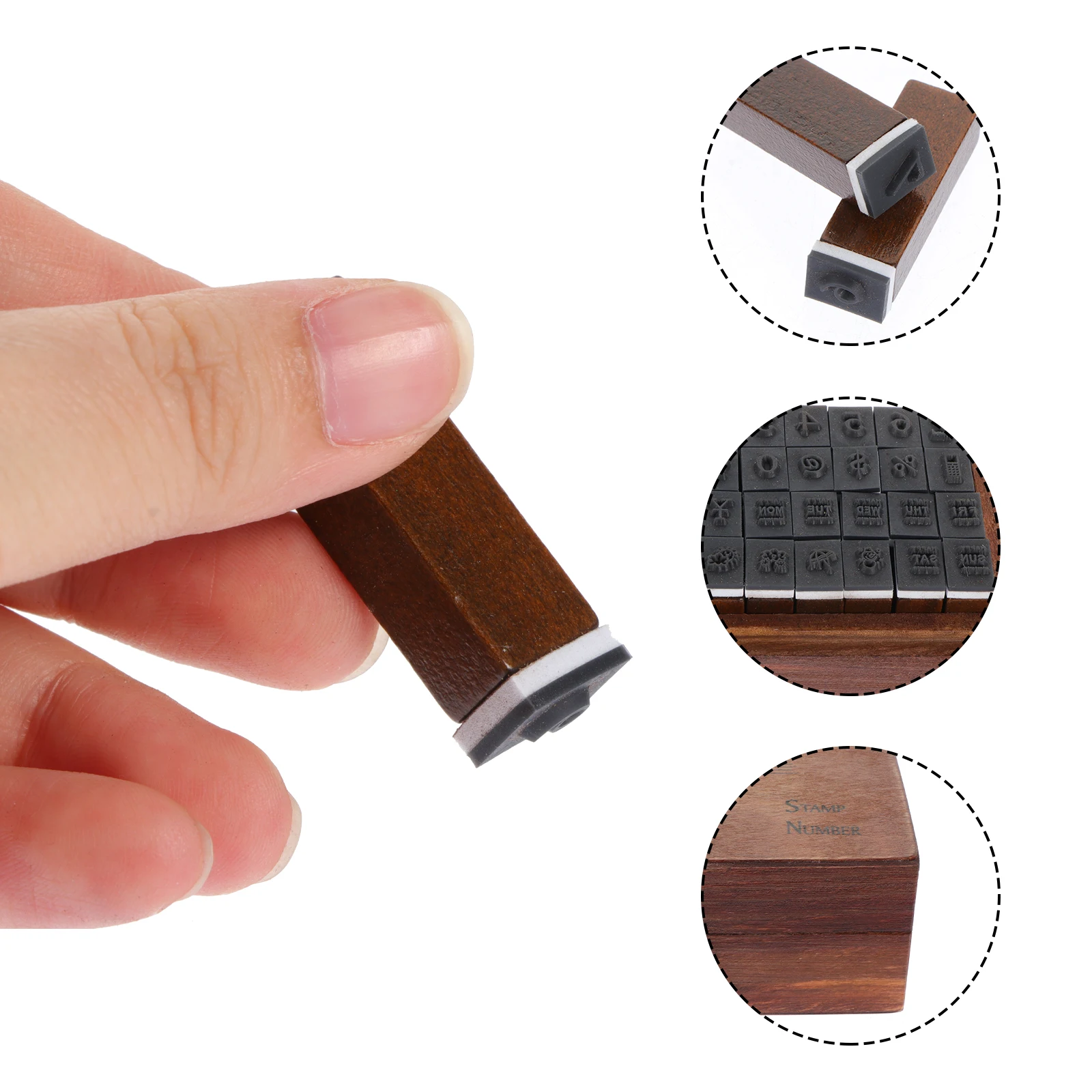 

1 set Vintage Letter Stamps Wooden Scrapbook Rubber DIY Wooden Stamp Craft Kids Journaling Planner Art Storage Container