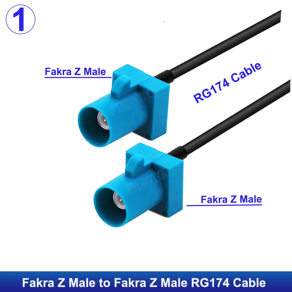 RAL5021 Universal Fakra Z Male/Female RG174 Cable GPS Antenna Extension Jumper Cord RF Coaxial Pigtail for Car GPS Navigation