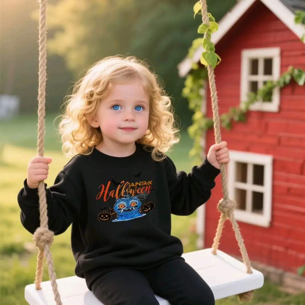 

Хэллоуин аниме Kpop охотник на демонов Derpy and Sussie для девочек толстовка с круглым вырезом с длинными рукавами детский мультяшный принт 100% чистый хлопок