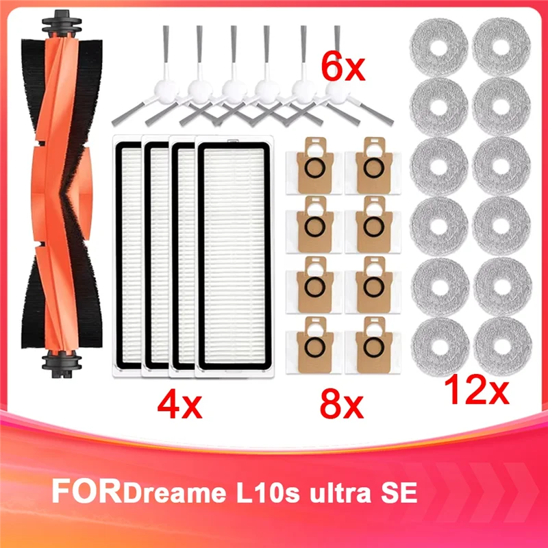 ABBP-для Dreame L10s Ultra SE запасные части для робота-пылесоса резиновые основные боковые щетки тряпки для швабры HEPA-фильтры аксессуары для мешков для пыли
