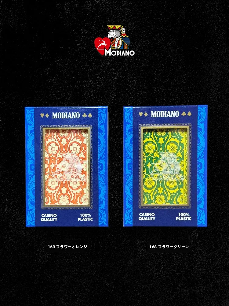 オリジナル-modiano-ポーカーカード-マット仕上げ-生花-グリーン-オレンジ-カラー-ブリッジゲーム-トランプ-4人用-pvc素材