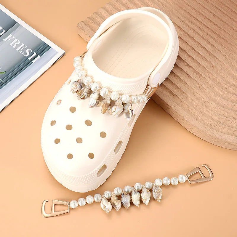 2024 New 2Pcs Hole Shoes Charms Chain Shoe DIY Crystal Pearl Decoration Pendant Buckle for Gift Shoelace Accessories