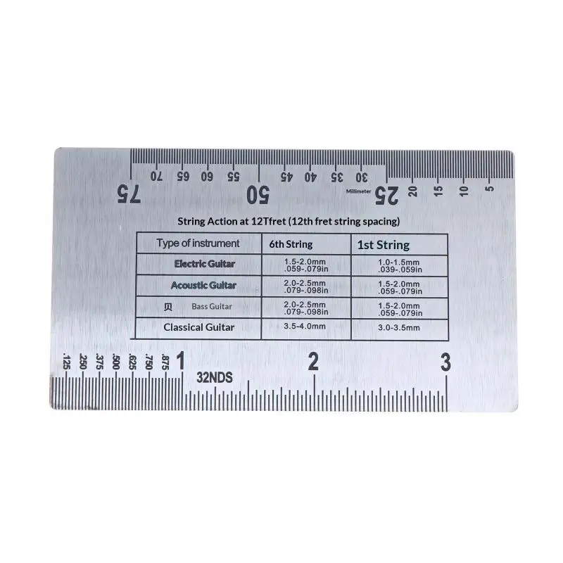 New Stainless Steel String Ruler String Action Gauge Ruler Guitar Bass Instrument Repair Tool For Luthiers Guitar Ukulele Bass