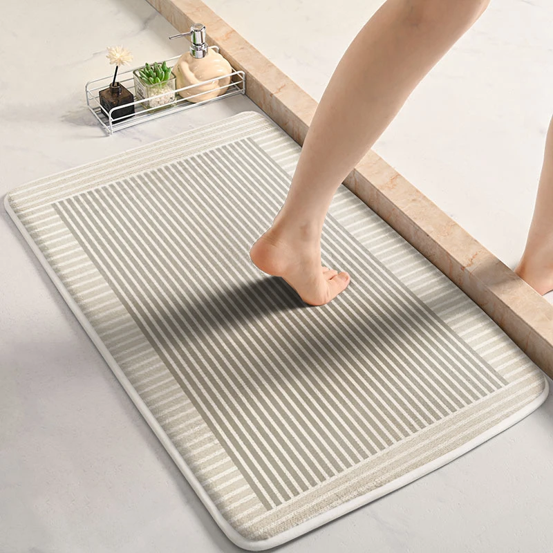 Thickened bathroom flannel absorbent floor mat shower room door non-slip foot mat household toilet mat