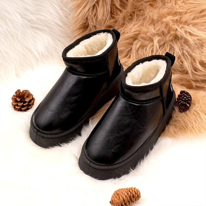 Winter Warm Snow Boots Luxury Fashion Classic Thick Bottom with Velvet Anti Slip Fury Women's Shoes Waterproof Upper