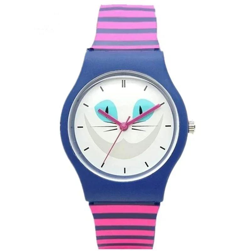 WIcomparaisons S-Montre-bracelet en silicone étanche pour femme, montres de sport à quartz, motifs de chats de loisirs, mode décontractée, marque de dessin animé