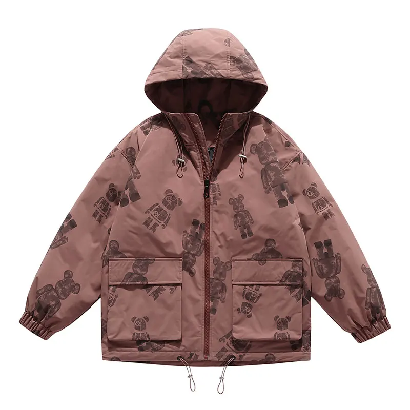 

Trendy Purple Light hine Bear Thin Cotton Jaet 2026 New Men's Outdoor Sports Jaet oulder Drop Wide Version Cotton Cl...