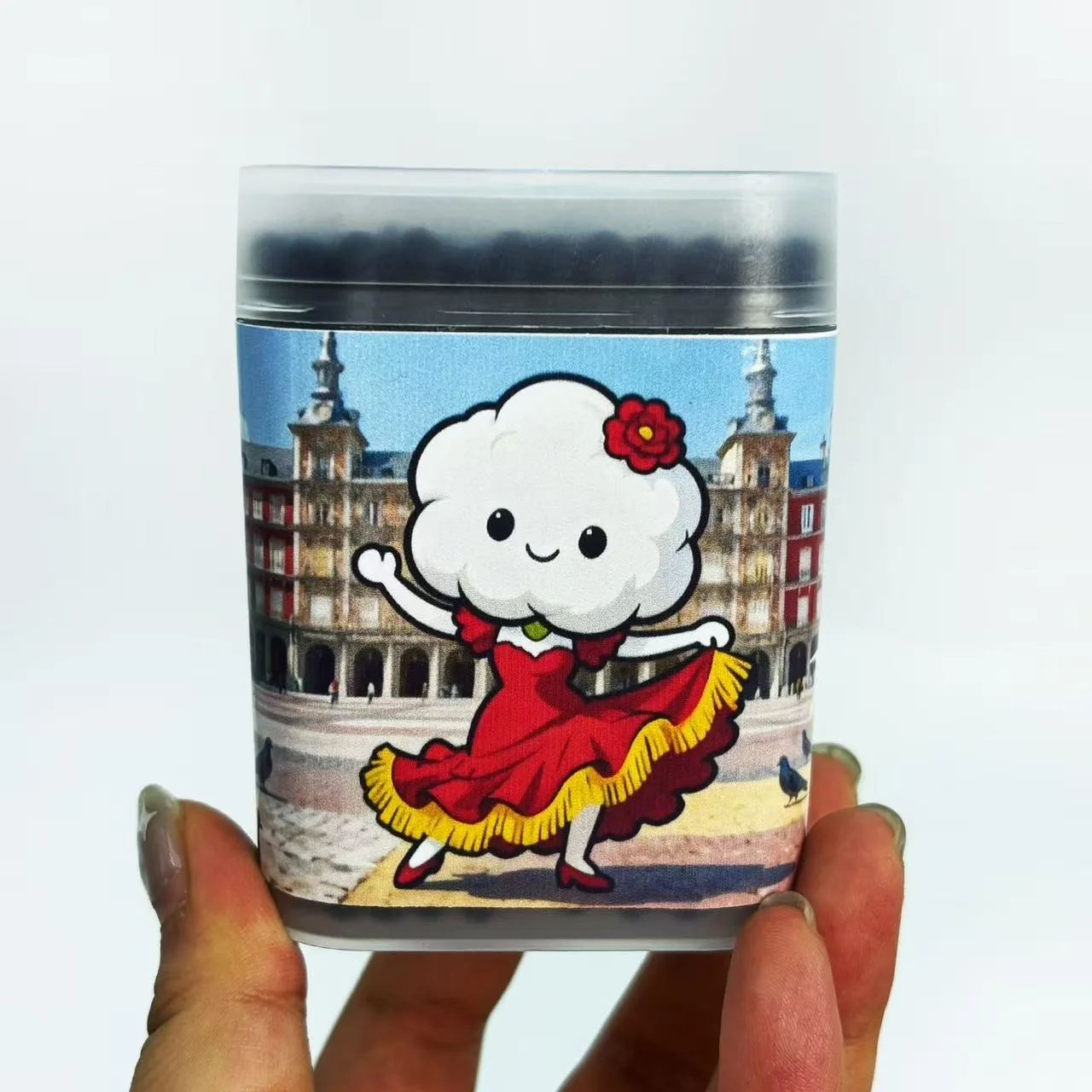 200 Uds hisopos de algodón negros de doble punta con temática española, palos de hisopo de algodón de elemento español rojo redondo en espiral creativo