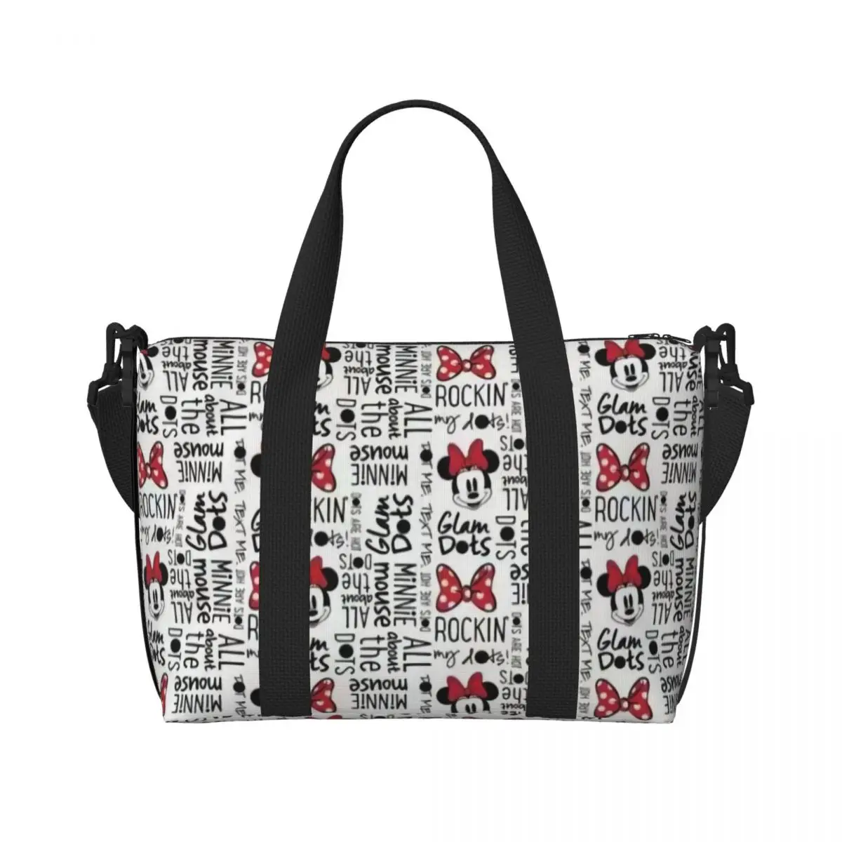 Custom Mickey Mouse Minnie Bows Cartoon Groceries Shopping Tote Bag Women Large Capacity Gym Beach Travel Bags