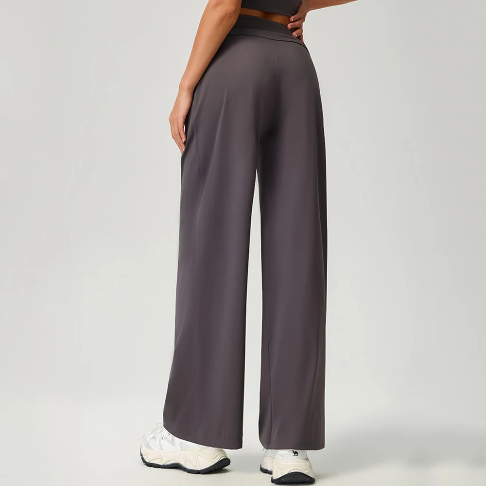 High Waist Wide Leg Yoga Pants Women Butt Lift Workout Bell Bottom Trousers Female Tummy Control Gym Fitness Straight Leg Bottom